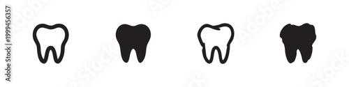 Tooth Icon Set Hand Drawn Vector Illustration