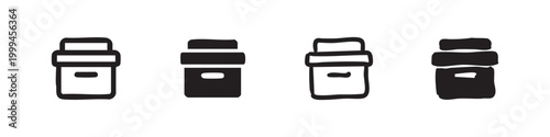 Archive Storage Box Icon Set for Office Organization and File Management