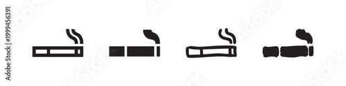 Cigarette Icon Set Hand Drawn Vector Illustration