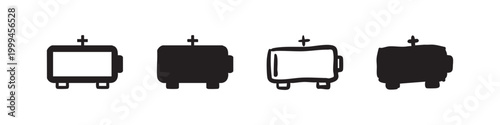 Hand Drawn Battery Charging Level Icon Set with Outline and Glyph Styles