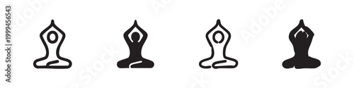 Hand Drawn Yoga Lotus Pose Icon Set Meditation and Wellness Symbols