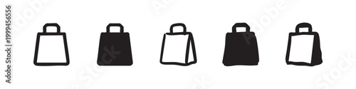 Hand Drawn Shopping Bag Icon Set Paper Bag for Retail and Commerce
