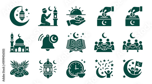 Ramadan Kareem Islamic Symbols Icons.