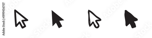 Mouse Cursor Arrow Icon Collection with Clean Lines and Hand Drawn Doodle Variants