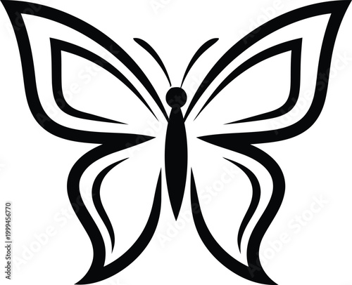 Elegant black and white butterfly design a minimalist tribal style illustration