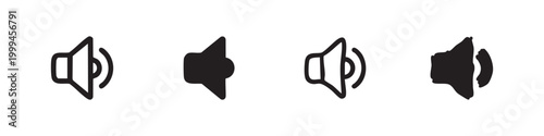 Speaker Volume Audio Icon Set in Various Hand Drawn and Solid Styles