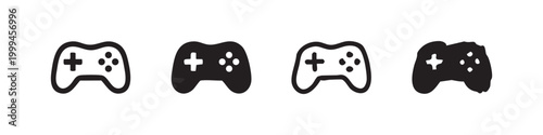 Video game controller and joystick icons for gaming and entertainment in hand-drawn doodle style
