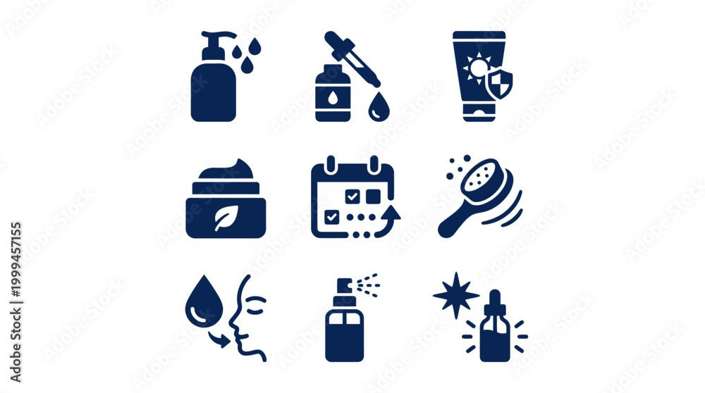 Fototapeta premium Collection of various beauty product icons.