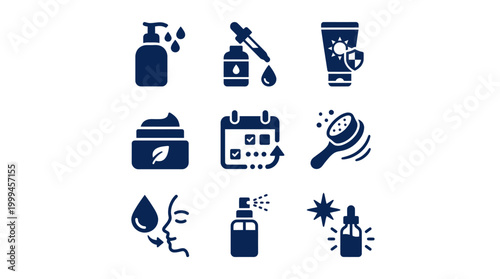 Collection of various beauty product icons.