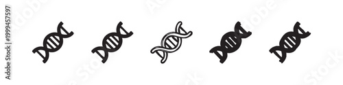DNA Helix Icon Set for Science Biology and Medical Research