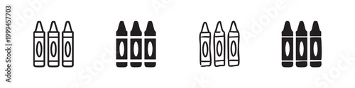 Crayon and Marker Icons for Art School and Creative Education