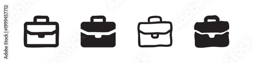 Professional Briefcase and Portfolio Icons in Various Iconography Styles