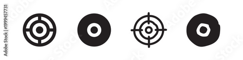 Target and Bullseye Goal Icons Set for Business Strategy and Sports
