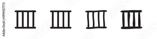 Prison Bars and Jail Cell Icons for Crime and Justice Concepts