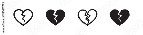 Broken Heart Icons Representing Heartbreak and Relationship Sadness