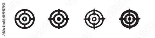 Goal Target and Crosshair Hand Drawn Icon Set