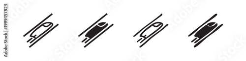High Speed Bullet Train Icons Set in Hand-Drawn Style