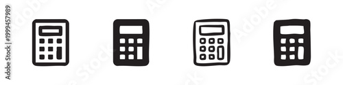 Hand-Drawn Calculator Icon Set for Finance and Math