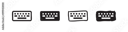 Hand Drawn Computer Keyboard Icon Set for Technology and Data Entry Graphics