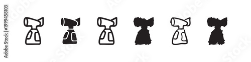 Cleaning spray bottle icon set for hygiene and sanitization