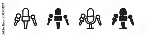 Press conference microphone icons for news and media coverage