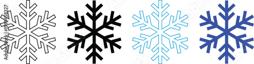 Snowflake icon collection, winter frost symbol, cold weather vector illustration set