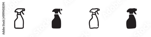 Spray Bottle Icons Set for Cleaning and Hygiene