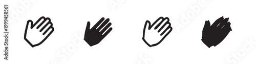 Open hand gesture set in different outline and solid styles, representing hello, stop, or greeting.