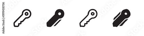 Key icon set in various styles, security and access symbols, vector illustration.