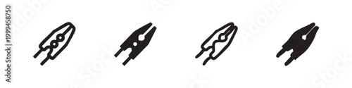 Pliers and tongs tool icons set in outline, glyph, and hand-drawn styles for gripping and craft applications.