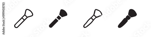 Makeup brush icons set for beauty and cosmetic application in outline, glyph, and hand-drawn styles for professional use.