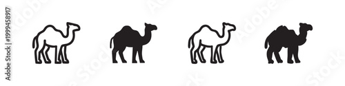 Camel Animal Icon Set - Desert and Safari Symbol of Wildlife