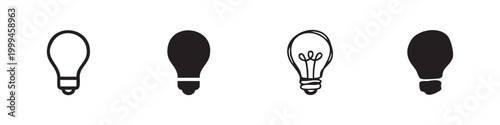 Lightbulb or Idea Icon Set - Innovation and Creativity Symbol