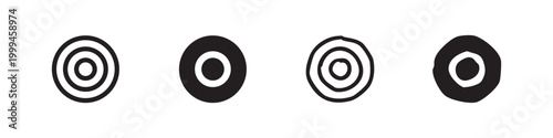 Concentric Circles Target Icon Set - Precision and Focus Symbol