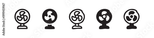 Hand-Drawn Electric Fan Icons for Cooling and Air Circulation