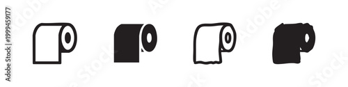 Hand-Drawn Toilet Paper Roll Icons for Bathroom and Hygiene