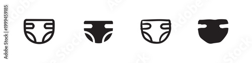 Hand-Drawn Baby Diaper Icons for Infant Care and Hygiene