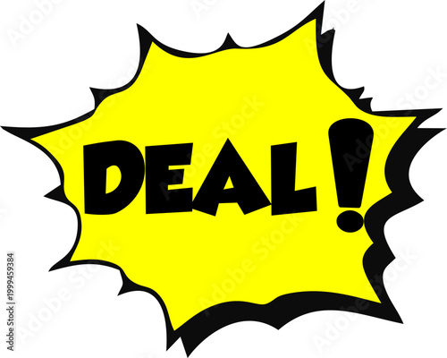 Deal Cartoon comic sign burst clouds. Speech bubble, Deal sign expression and pop art text frames. Comics Deal expressions speech, superhero book Deal label. Isolated vector symbols set