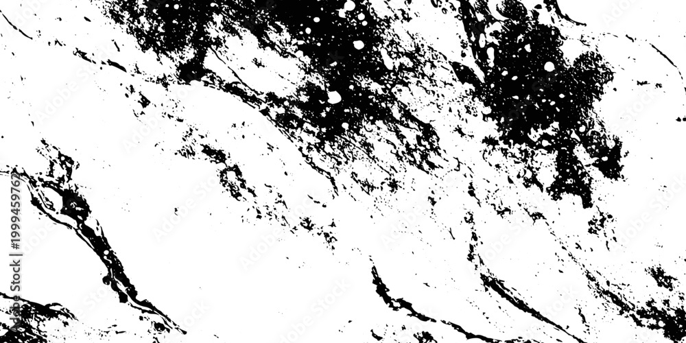 Fototapeta premium Dark Textured Brush Stroke with Scattered Speckles on White Background. Abstract Black Charcoal Grunge Effect with Rough Paint Texture.