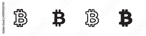Bitcoin cryptocurrency symbol icon set. Representing digital currency, blockchain, and financial technology.