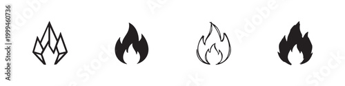 Four styles of flame icons: outlined, filled, sketched, and solid.