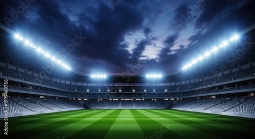 Spectacular 2026 football background vibrant soccer stadium with bright lights