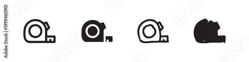 Black and white icons of tape measures, hand-drawn style