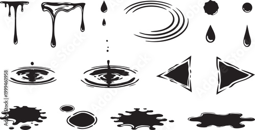 Various water drop and splash vector illustrations