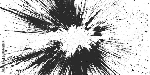 Energetic Black and White Abstract Pattern Radial Lines and Dots Expanding from Center Motion Effect Background for Creative Project Design Use.