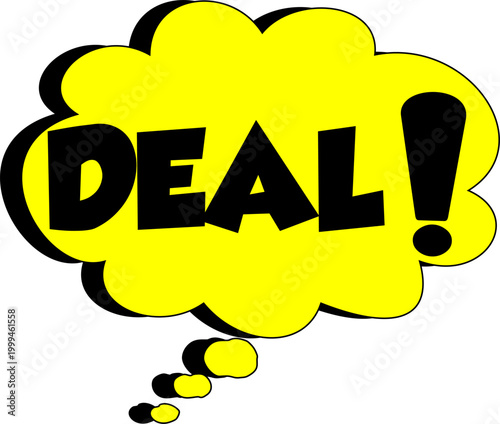 Deal Cartoon comic sign burst clouds. Speech bubble, Deal sign expression and pop art text frames. Comics Deal expressions speech, superhero book Deal label. Isolated vector symbols set