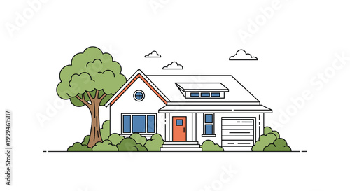 Modern suburban house architecture vector illustration