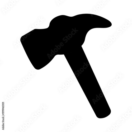 Black Hammer Icon Isolated on White Background Minimalist Vector Design