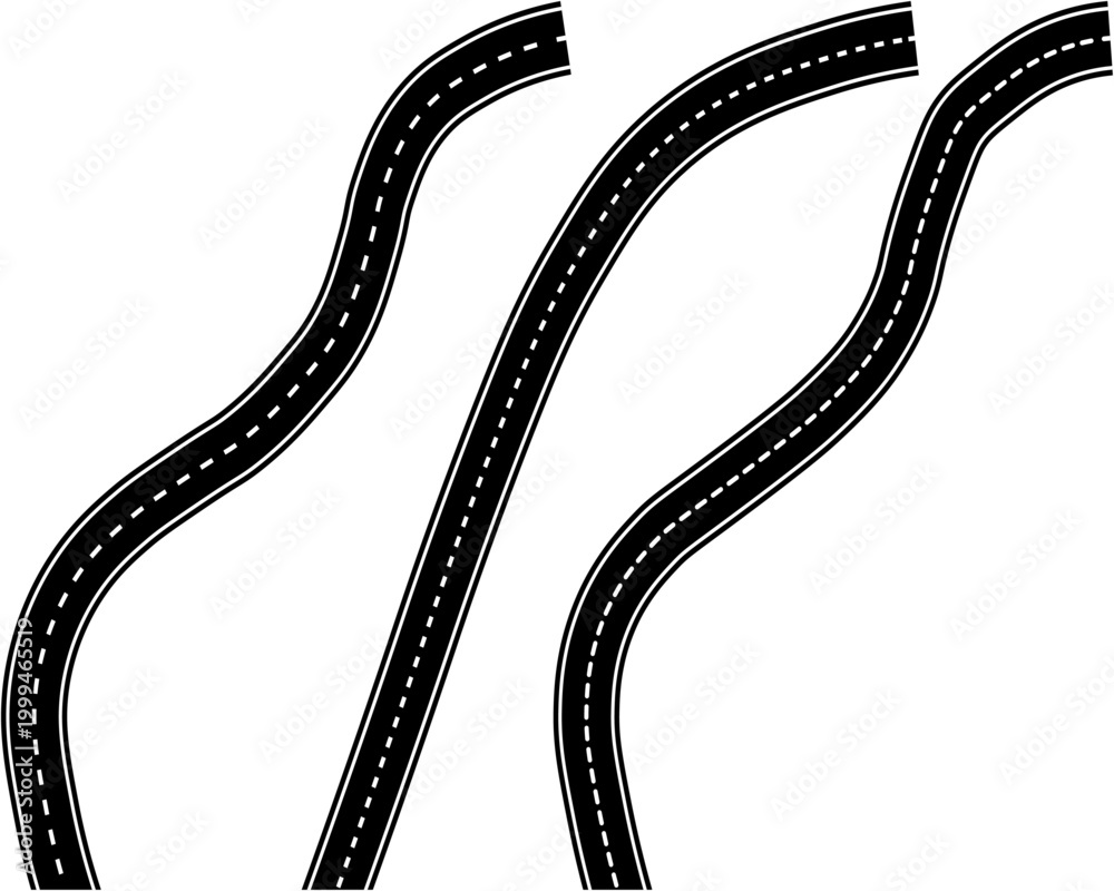 Fototapeta premium Multiple curved road paths icon parallel highway routes navigation lines transport direction vector