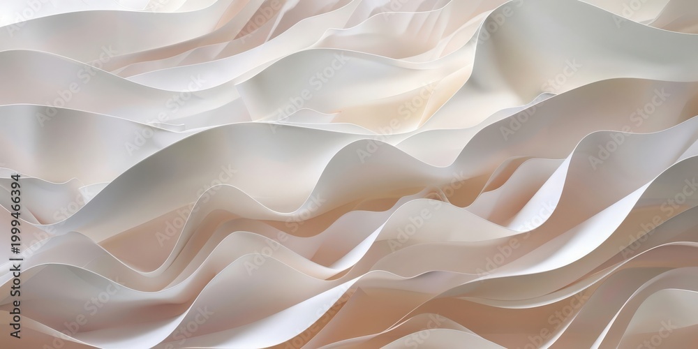 Fototapeta premium Abstract White Silk Fabric Rippling Waves Texture Background 